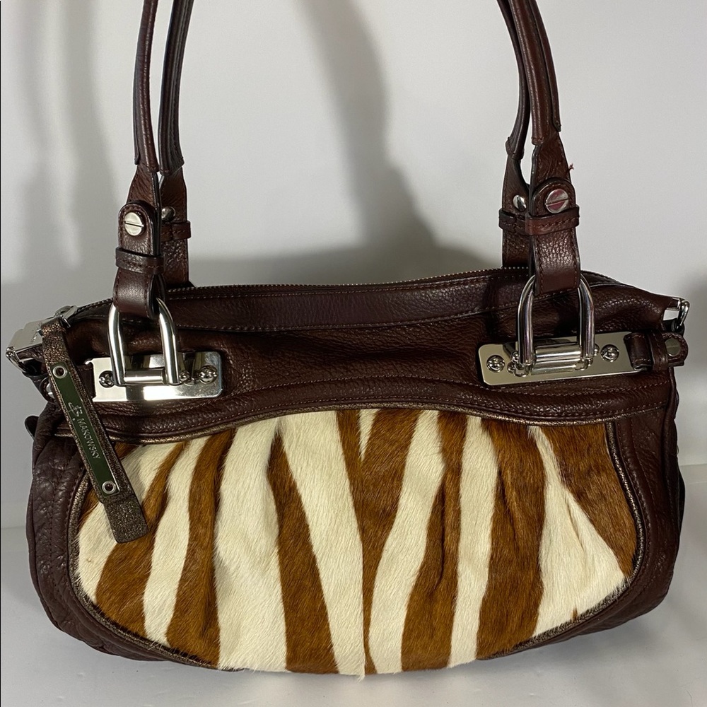 B. Makowsky brown leather purse silver EUC